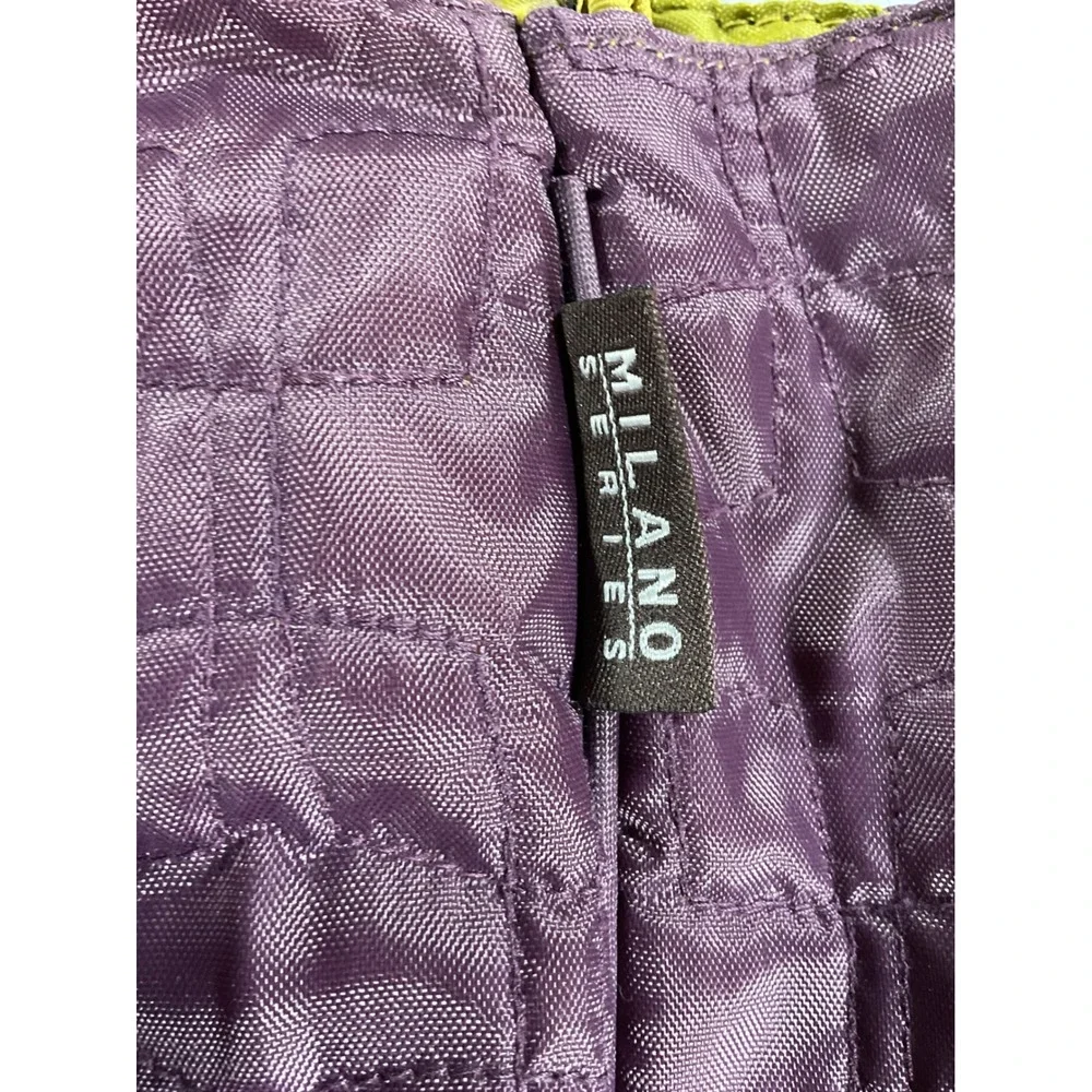 Milano Series Quilted Shoulder Bag Plum Purple Lime Green Lining Tote